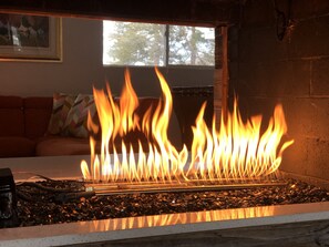 Pass-through FIREPLACE between the dining and living room areas.