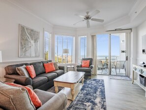 Living Room with Access to Private Balcony at 2413 SeaCrest