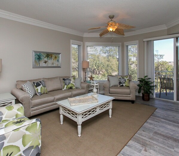 New Floors and Furniture in Living Room at 2307 Sea Crest