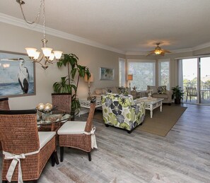 New Dining Room Table and Living Area at 2307 Sea Crest