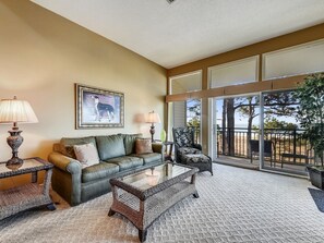 Living Room with Views of Calibogue Sound at 1839 Beachside Tennis