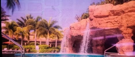 Beautiful resort pools with waterfalls