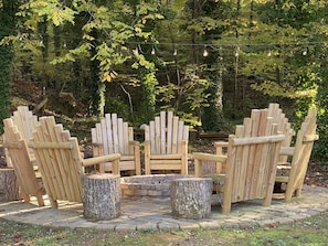 Warm up and relax with a private fire & outdoor lighting