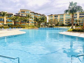 Pool with waterfall
