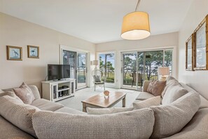 Living Room with Views of Calibogue Sound at 1834 Beachside Tennis