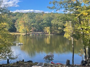 I have a beautiful view of the lake from my backyard.