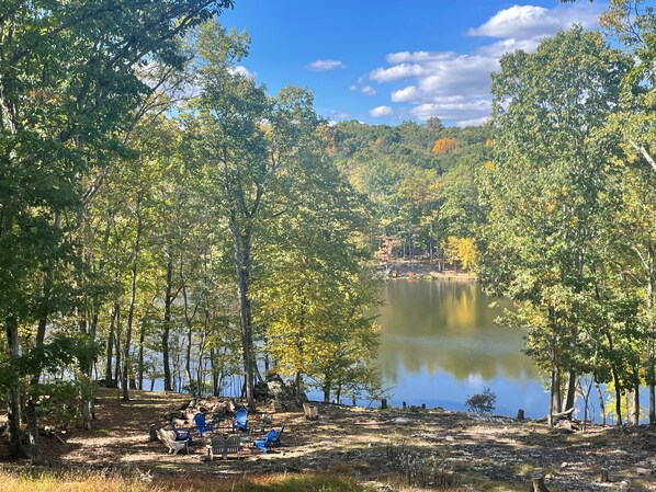 I have a beautiful view of the lake from my backyard.