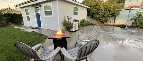front view with fire pit