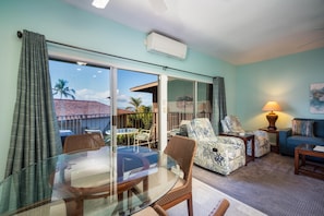 Dining space with and ocean view