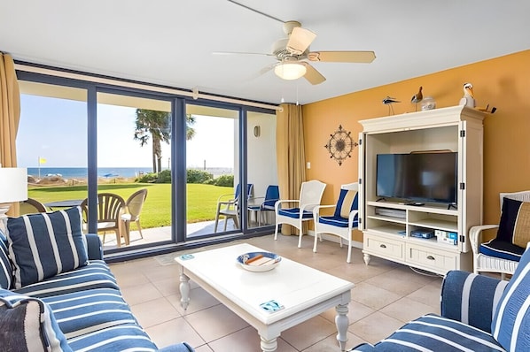 Great beach view from the comfort of your living room