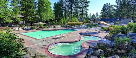 2 adult pools and and 3 hot tubs open year round! Baby pool open during summer