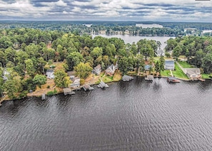 Aerial view of the house. 