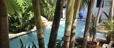 Private lagoon pool off raised patio