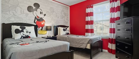 Adorable Mickey Mouse Themed 2 x Twin Bedroom with Flat Screen TV