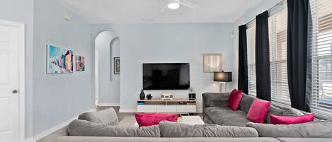 Comfy seating in front of the 65" TV (1)
