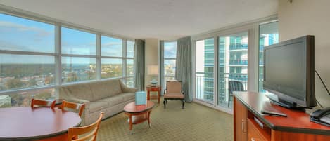 This bright and sunny room is the perfect place for the family to gather.