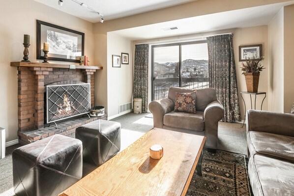 Living Room with Sleeper Sofa and Fireplace