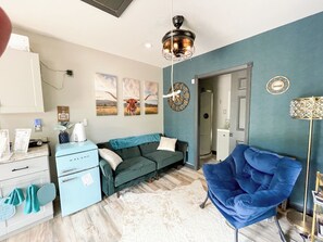 Cozy up in our kitchenette and sitting area.