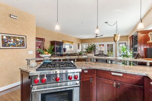 custom cabinetry, Wolf pro gas range/convection oven, KitchenAid Pro series frig