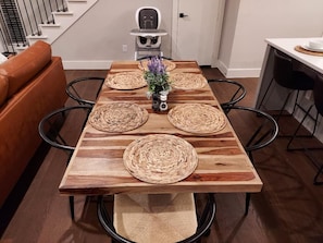 Rustic dining table with seating for 6