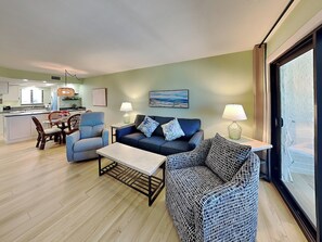 Living Room with Gulf Views + Private Balcony Access
