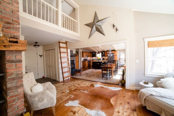 Entry to Dining and Kitchen. Ladder to the Loft