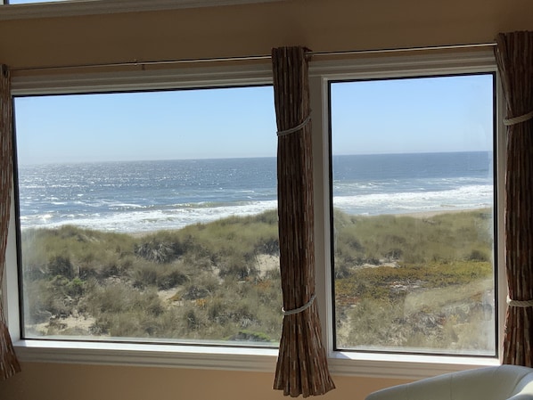 Ocean view from large living room windows.