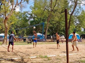 We have a beach volleyball court on the property. 