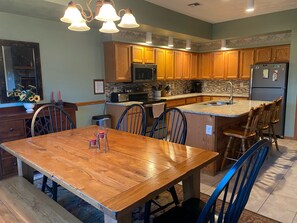 Our kitchen and dining area is very large, allowing ample room to prepare meals