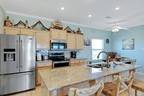 Room, Indoors, Kitchen Island, Oven, Kitchen
