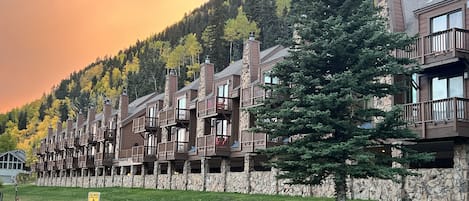 Fall view of unit with alpenglow at sunset.