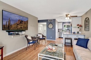 Living room and kitchen. 