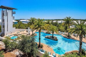 Sunrise and Sunsets- Views of the resort pool from living room and master balcony