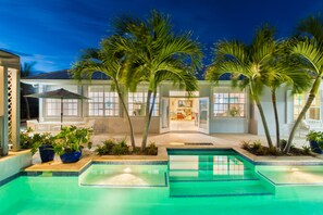 Shutters stunning back door entrance and pool view