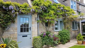 Garden aspect - wisteria-entwined wall