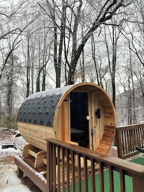 Sauna is available to use for extra charge. Located right by the pool area.