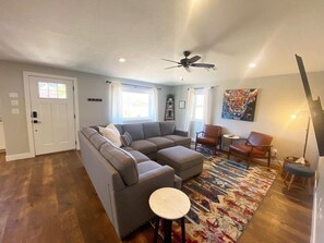 Large windows that fill the space with lots of natural light.