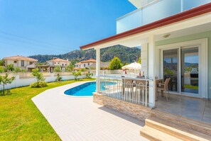 Private pool, terrace, and garden