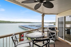 Amazing main channel view from deck. No afternoon sun