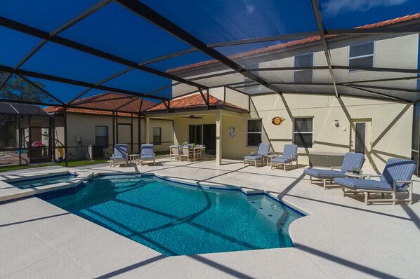 Extended south-facing pool deck with plenty of space for sunbathers to enjoy the glorious Florida sunshine