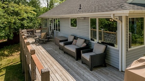 Nice deck for outdoor dining. 