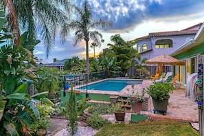 Heated pool that overlooks the canal.