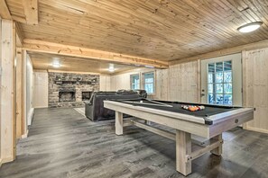 Game Room | 3-Story House | Community Access to Private Beach on Lake Harmony