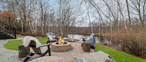 Lakefront Property: Perfect spot for cooking s'mores with the family!