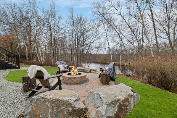 Lakefront Property: Perfect spot for cooking s'mores with the family!