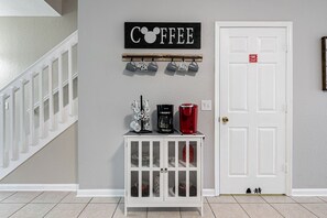 Coffee bar complete with Keuring, Drip coffee and some starter supplies to make your mornings a breeze!