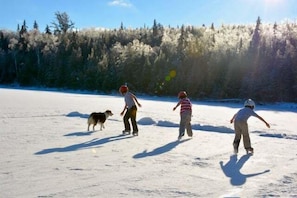 Owners family enjoying skating on the pond!