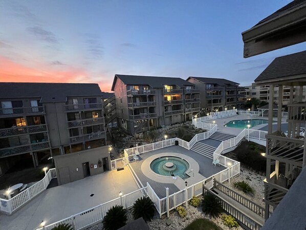 Two pools, hot tub, grill area 