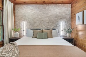 Our newly renovated king bedroom on the main level also has an ensuite bathroom