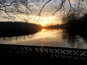 Sunset over the pristine lake